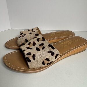 Anthropologie Coconuts by Matisse Sandal Slides Tiki Size 8 Leopard Print